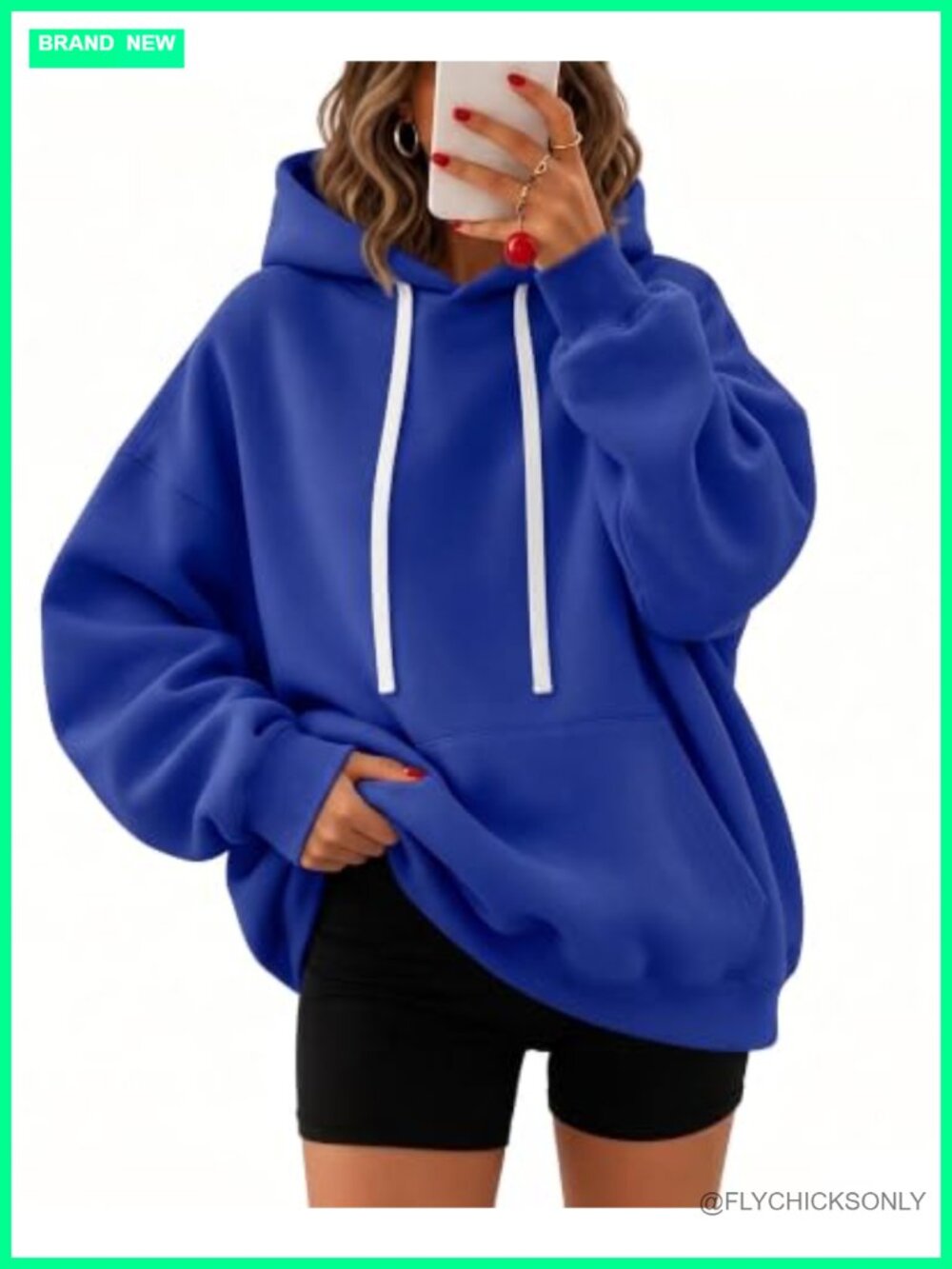 Oversized Fleece Hoodie Comfy Hooded Sweatshirt Pullover Kangaroo Pocket